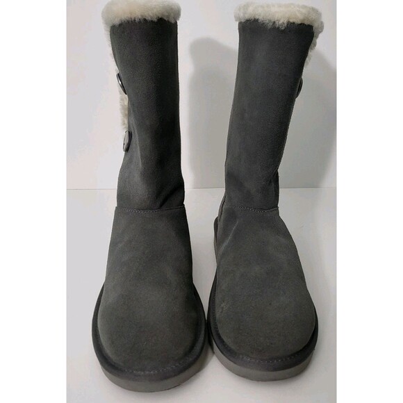 Koolaburra UGG Boots Womens 10 Kinslei Tall Suede Stone Grey 1096409 Buttons - Picture 2 of 8